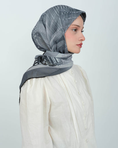 Organik Soft Eşarp D084 Siyah-Gri