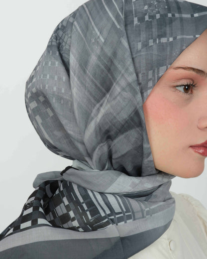 Organik Soft Eşarp D084 Siyah-Gri