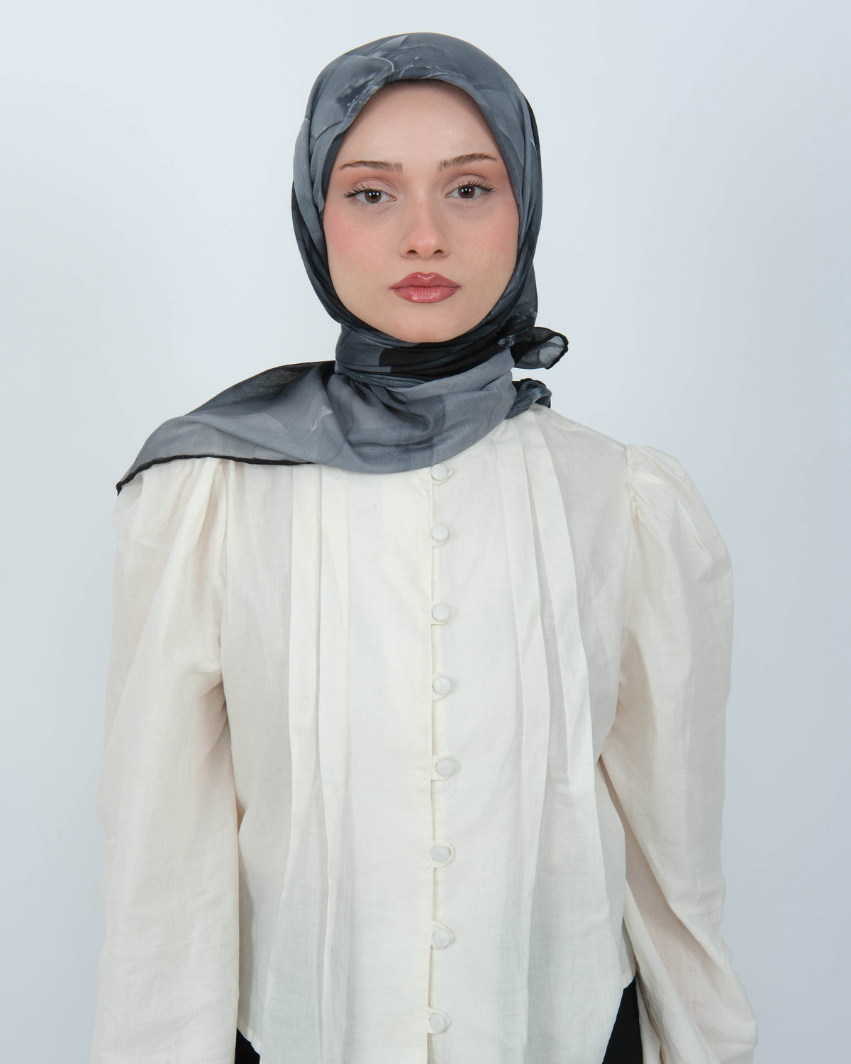 Organik Soft Eşarp D085 Siyah-Gri