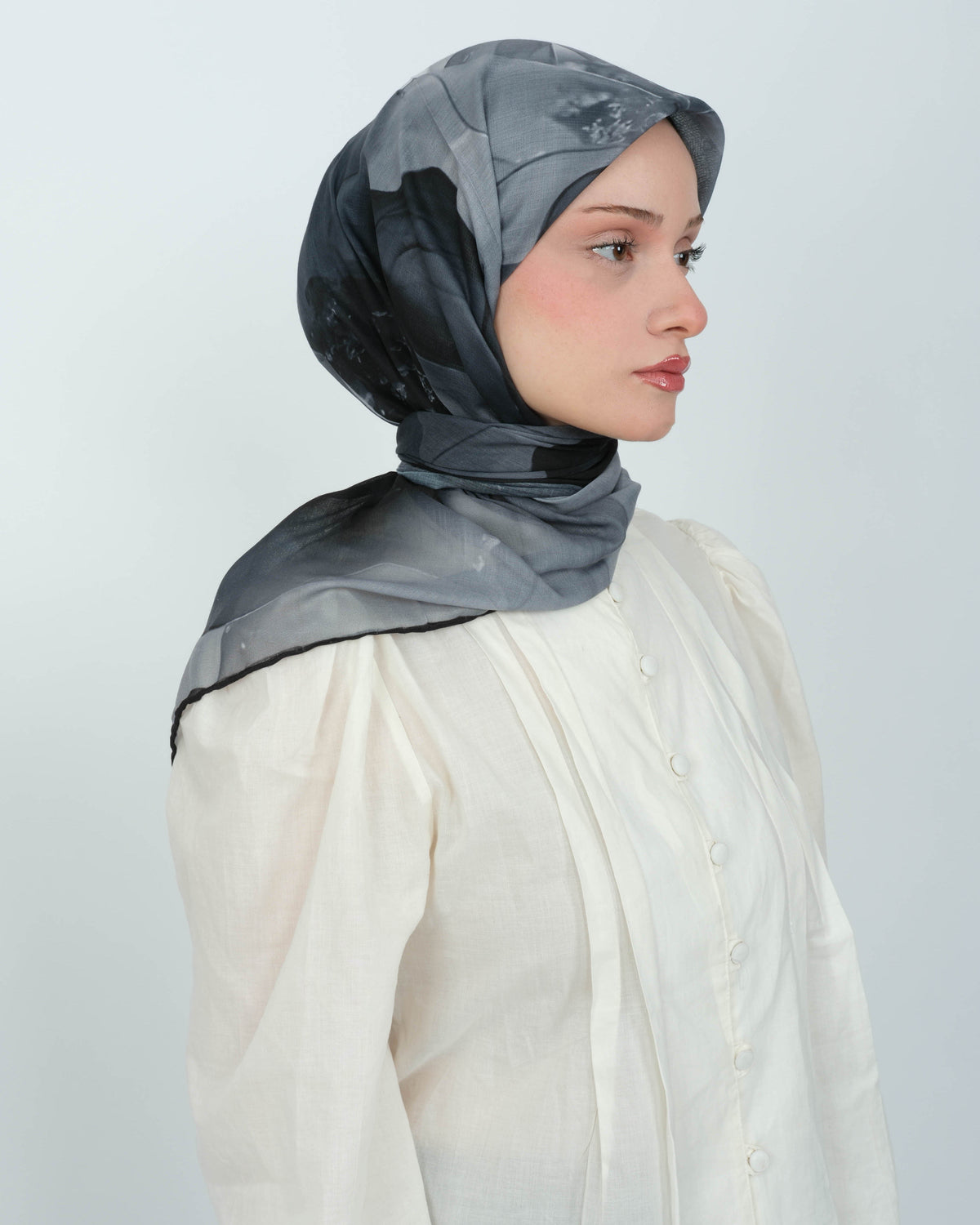 Organik Soft Eşarp D085 Siyah-Gri