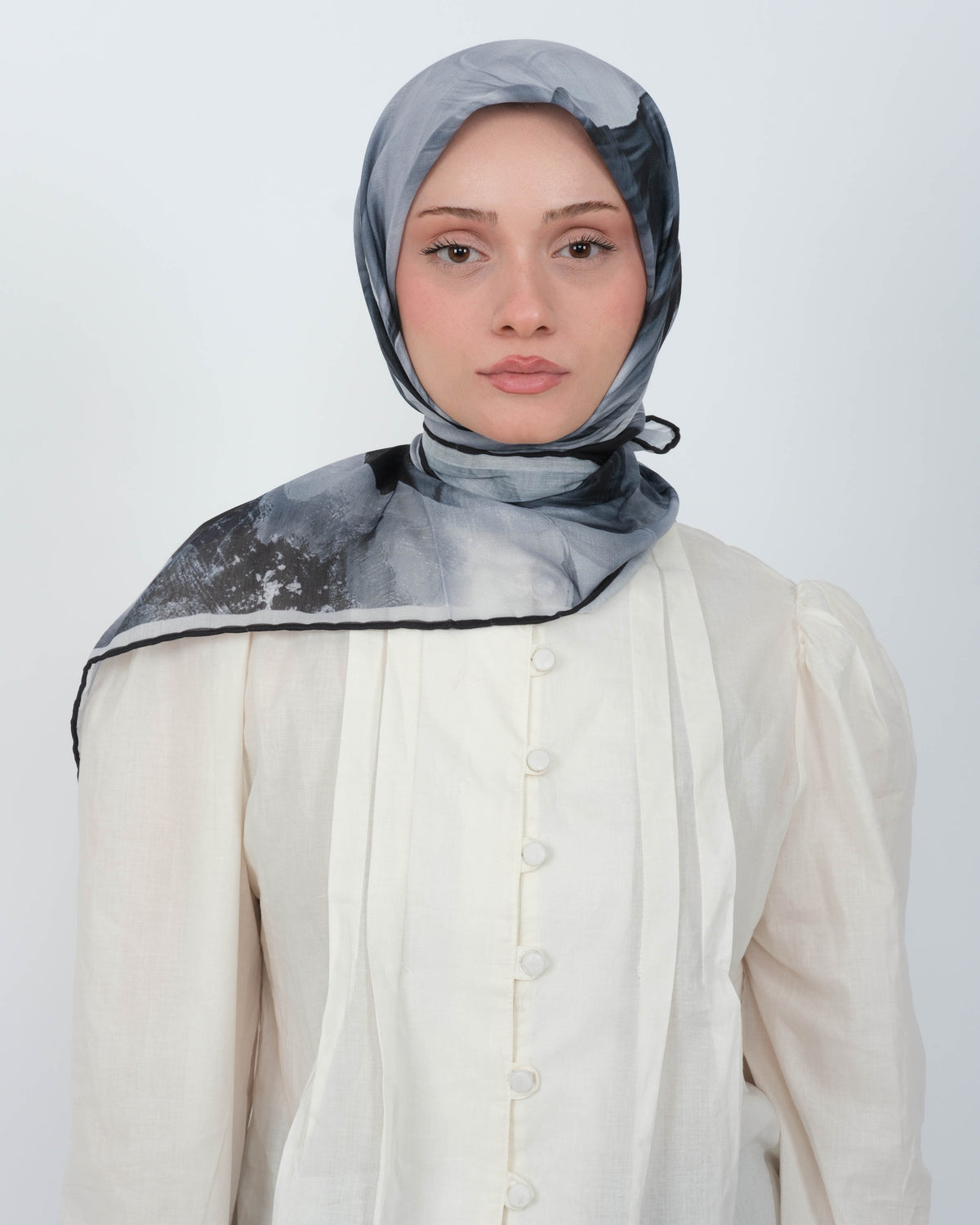 Organik Soft Eşarp D088 Siyah-Gri