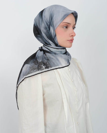 Organik Soft Eşarp D088 Siyah-Gri