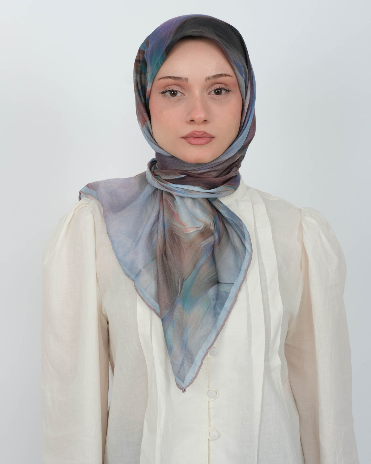 Organik Soft Eşarp D088 Vizon-Mavi