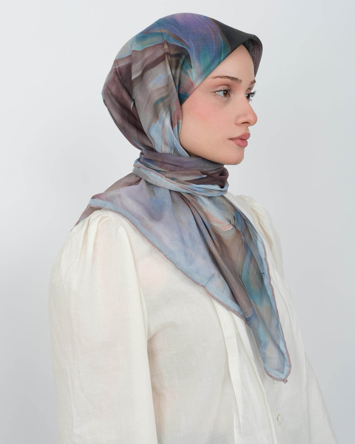 Organik Soft Eşarp D088 Vizon-Mavi
