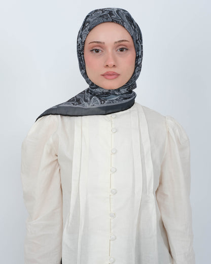 Organik Soft Eşarp D086 Siyah-Gri
