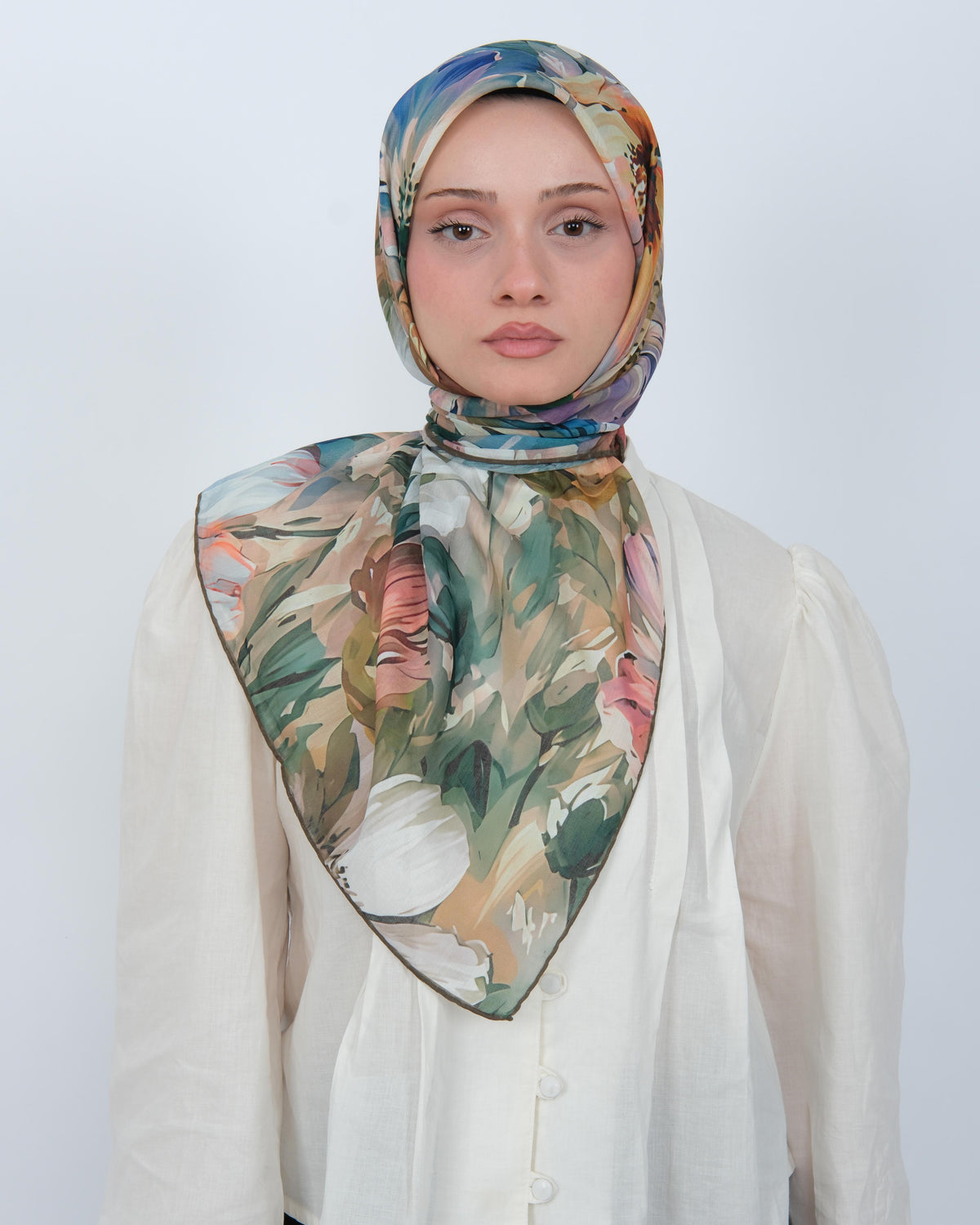 Organik Soft Eşarp D097 Kahve-Yeşil