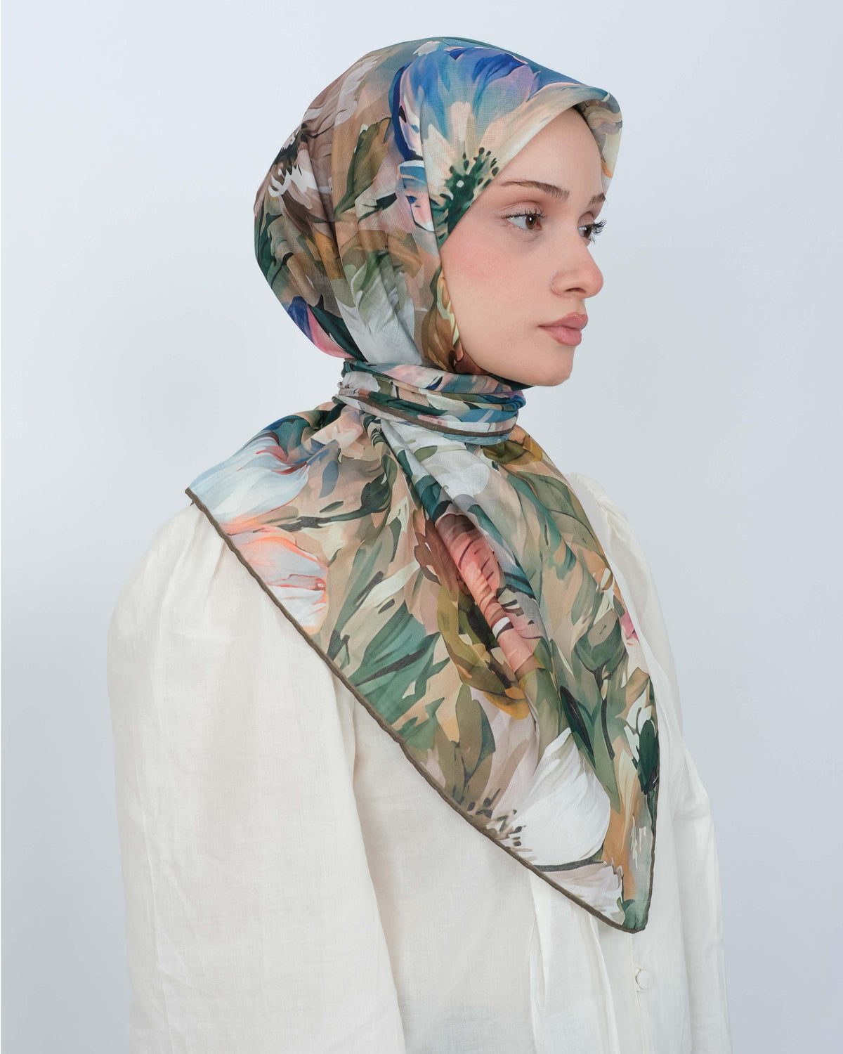 Organik Soft Eşarp D097 Kahve-Yeşil