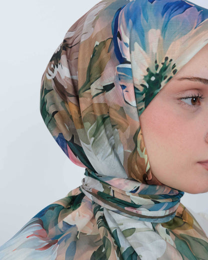 Organik Soft Eşarp D097 Kahve-Yeşil