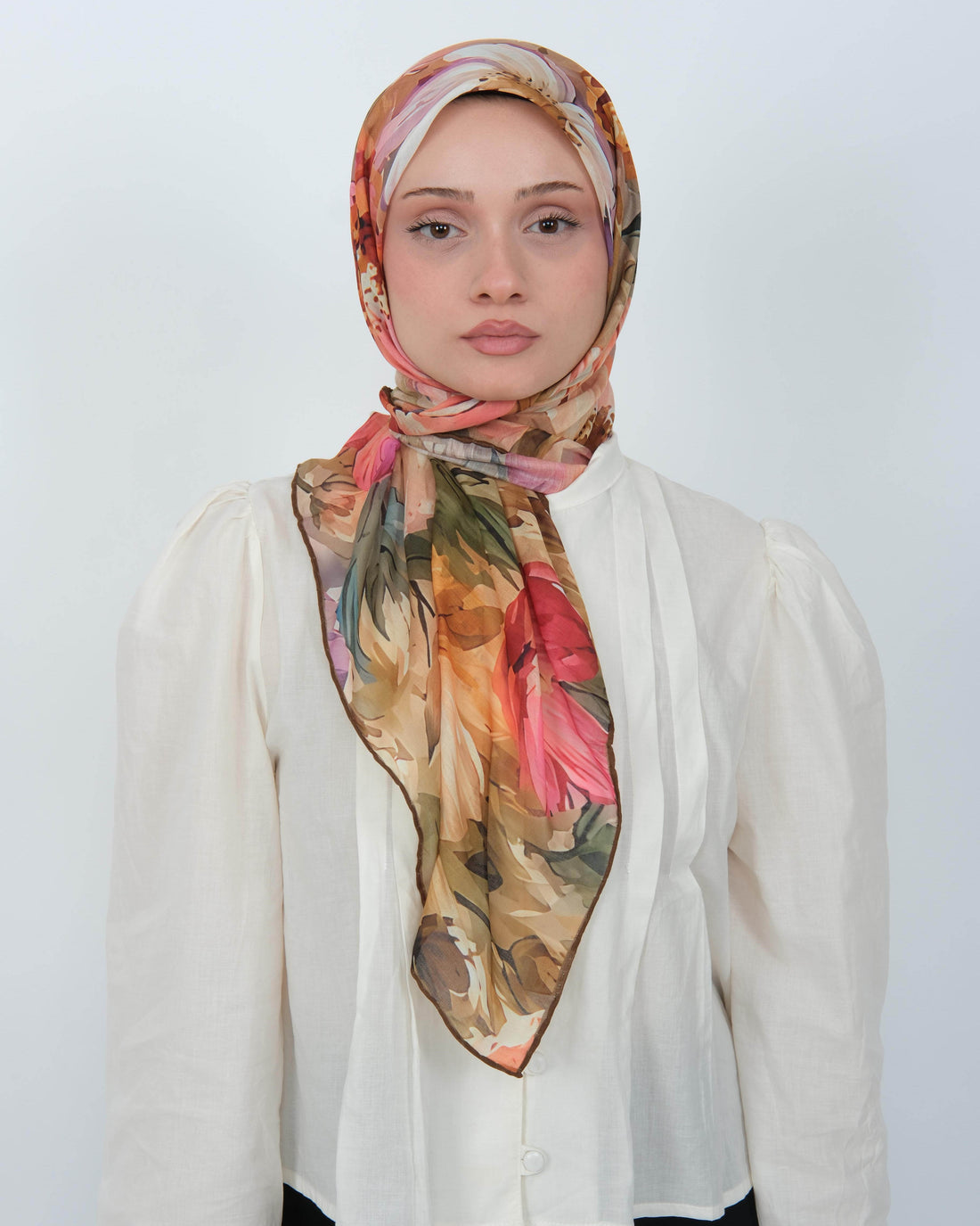 Organik Soft Eşarp D097 Kahve-Kiremit