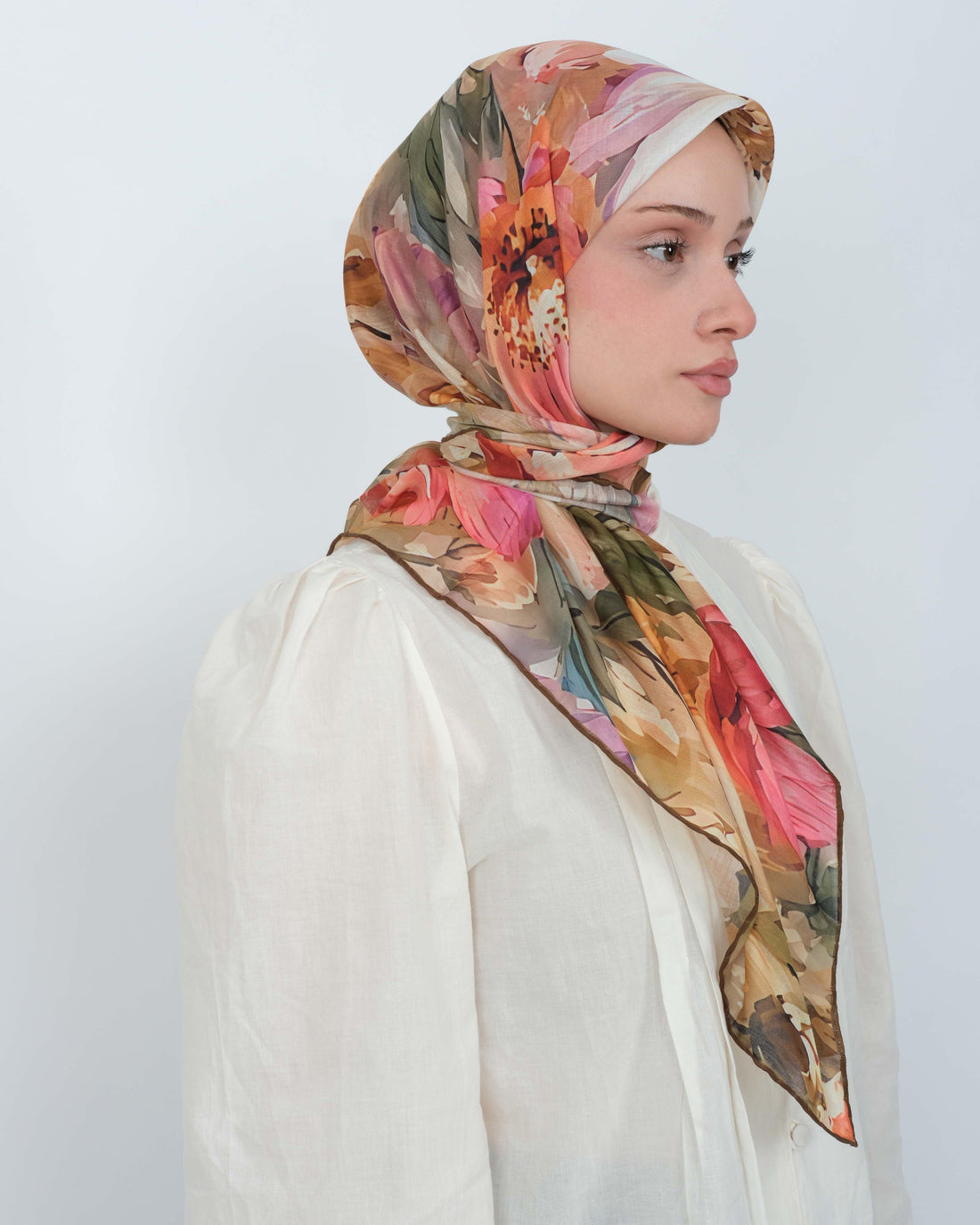 Organik Soft Eşarp D097 Kahve-Kiremit