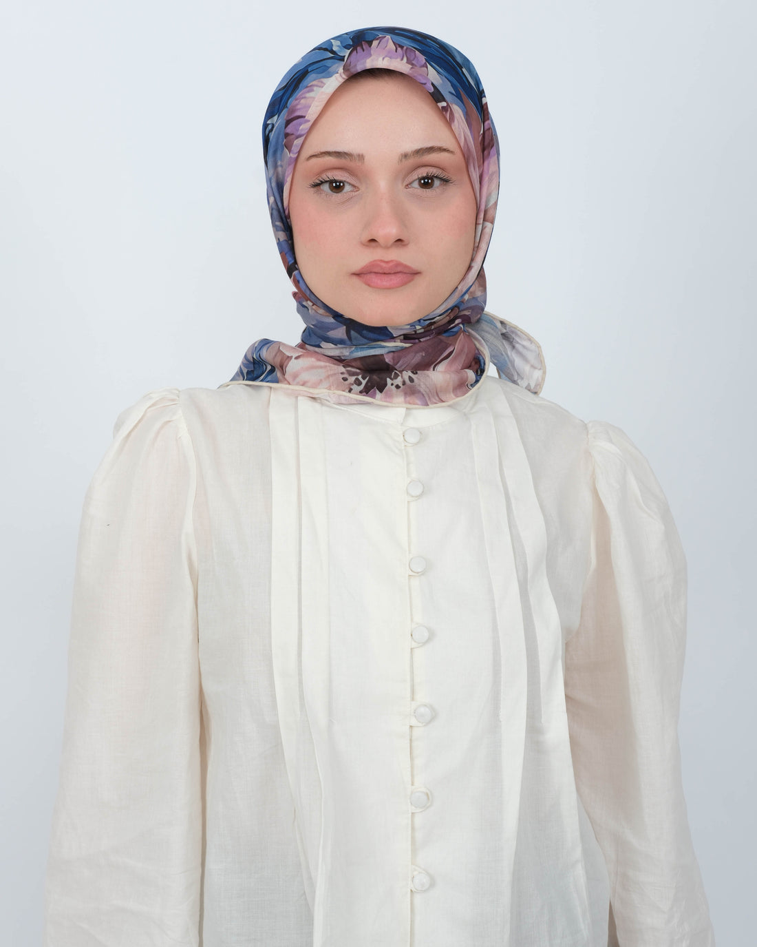 Organik Soft Eşarp D097 Beyaz-Mavi