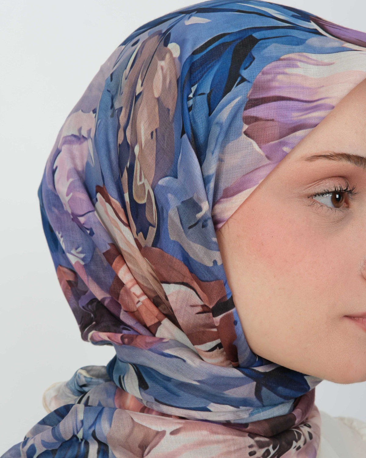 Organik Soft Eşarp D097 Beyaz-Mavi
