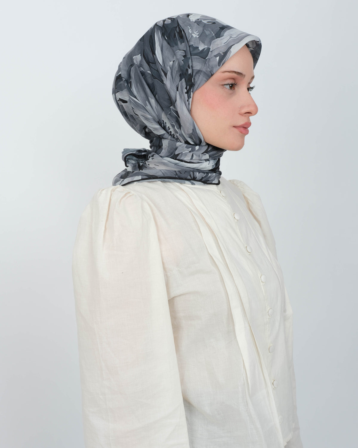 Organik Soft Eşarp D097 Siyah-Gri