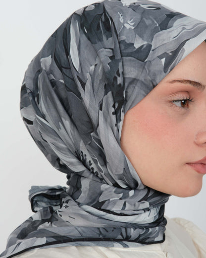 Organik Soft Eşarp D097 Siyah-Gri