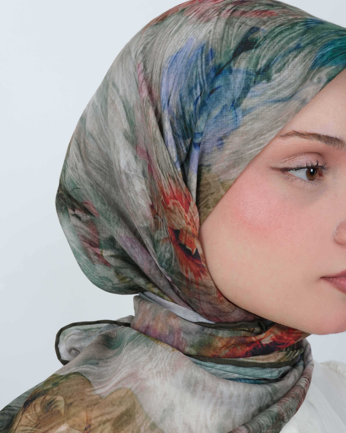 Organik Soft Eşarp D092 Kahve-Mavi