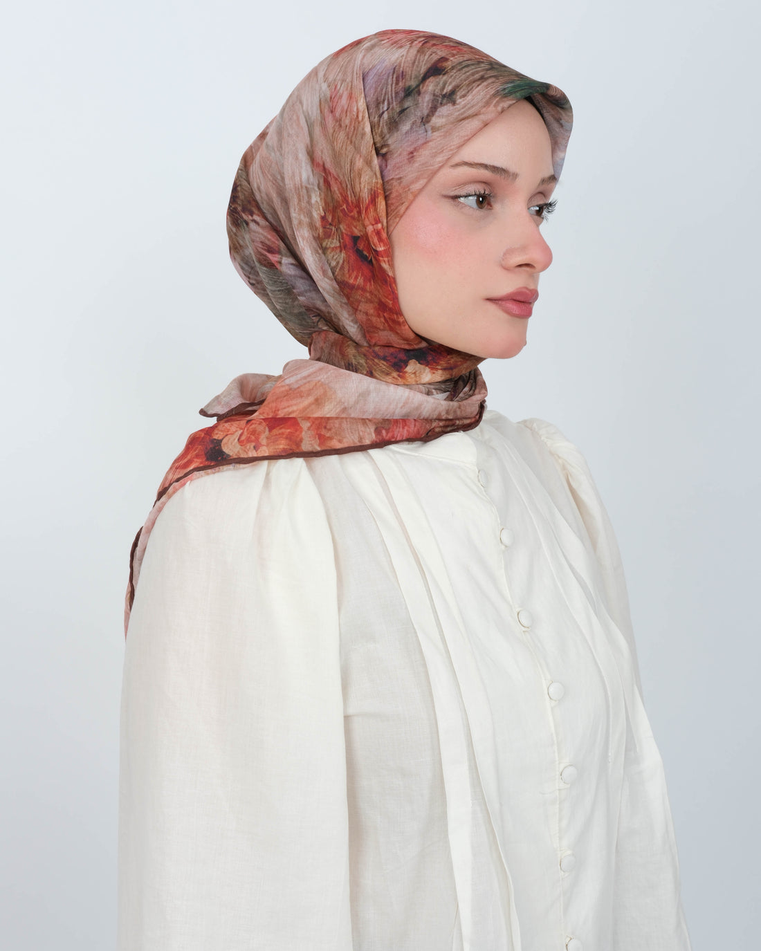 Organik Soft Eşarp D092 Kahve-Kiremit