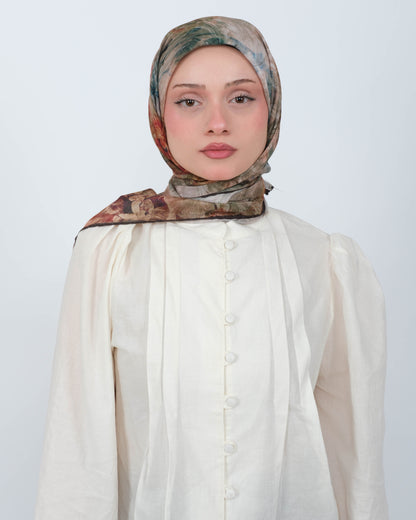 Organik Soft Eşarp D092 Kahve-Yeşil