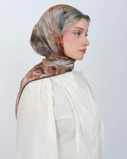 Organik Soft Eşarp D092 Kahve-Yeşil