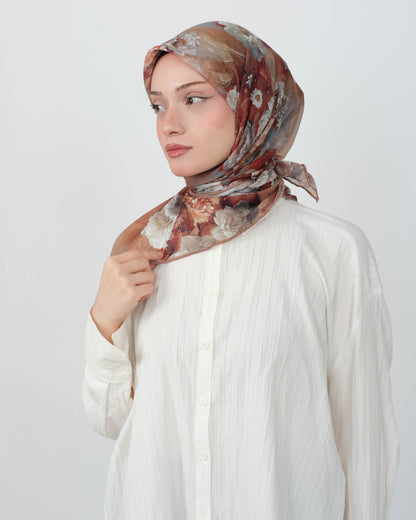 Organik Soft Eşarp D093 Kahve-Hardal