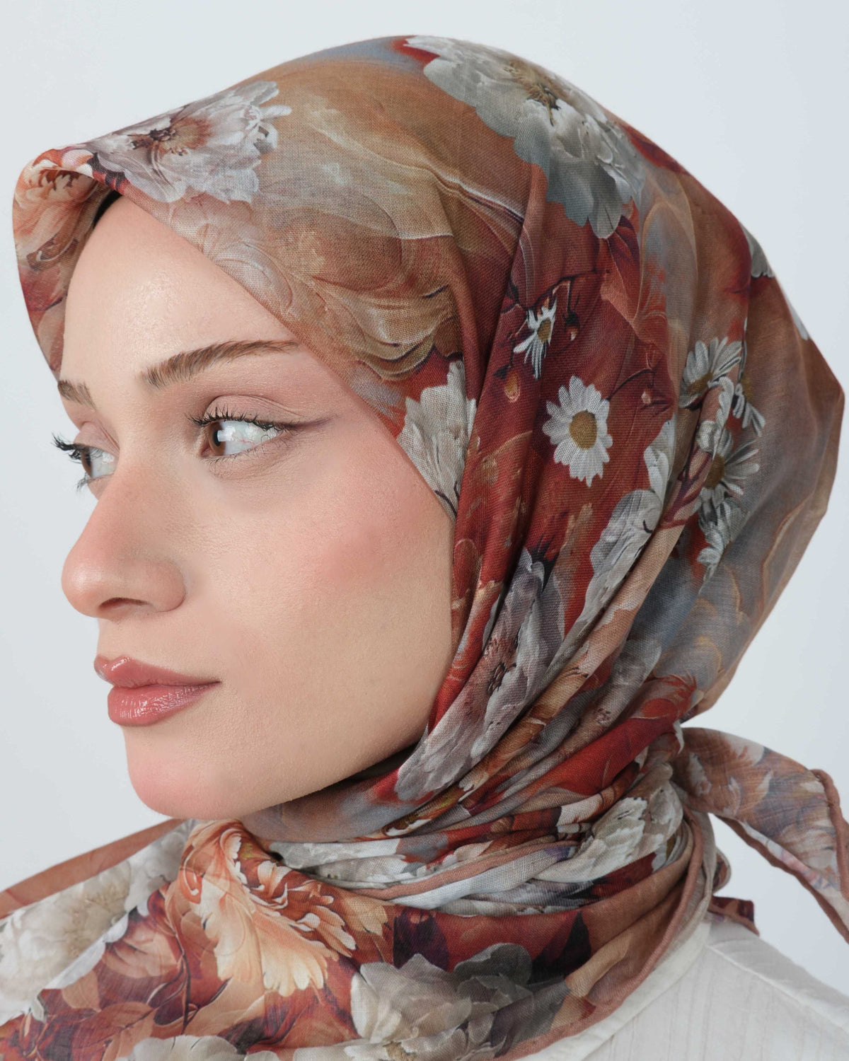 Organik Soft Eşarp D093 Kahve-Hardal