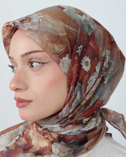 Organik Soft Eşarp D093 Kahve-Hardal