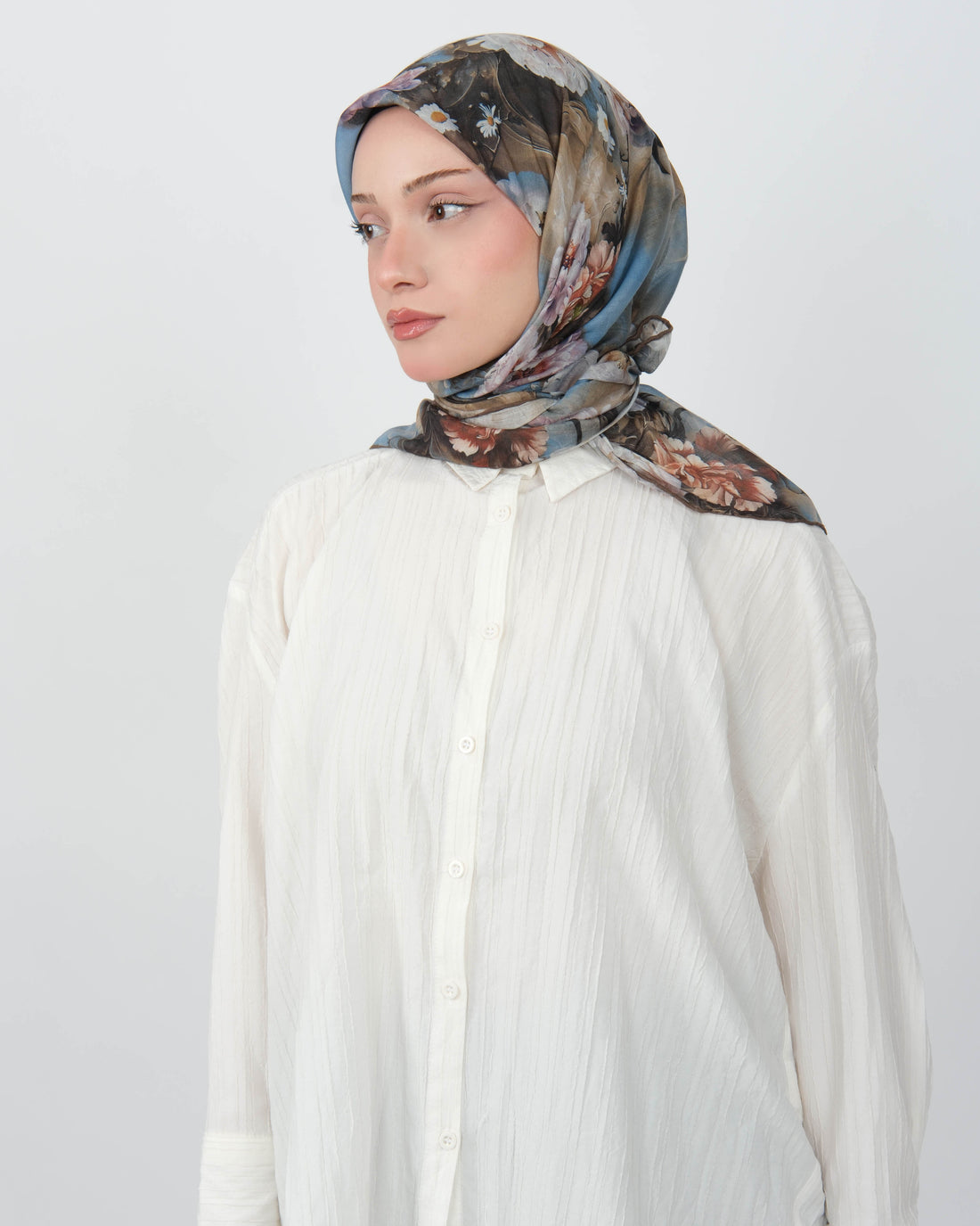 Organik Soft Eşarp D093 Mavi-Vizon