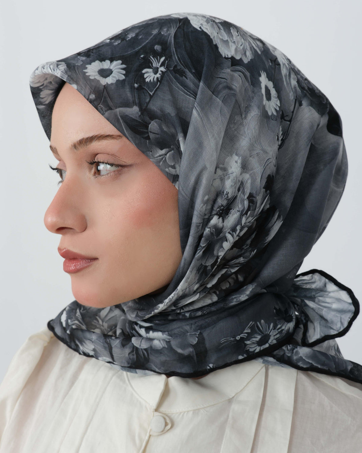Organik Soft Eşarp D093 Siyah-Gri