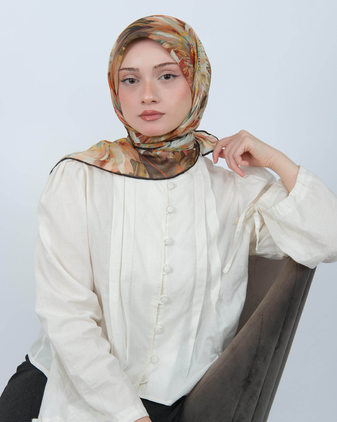 Organik Soft Eşarp D094 Camel-Yeşil