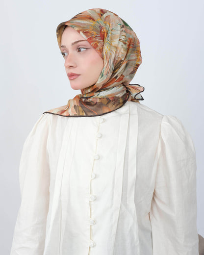 Organik Soft Eşarp D094 Camel-Yeşil