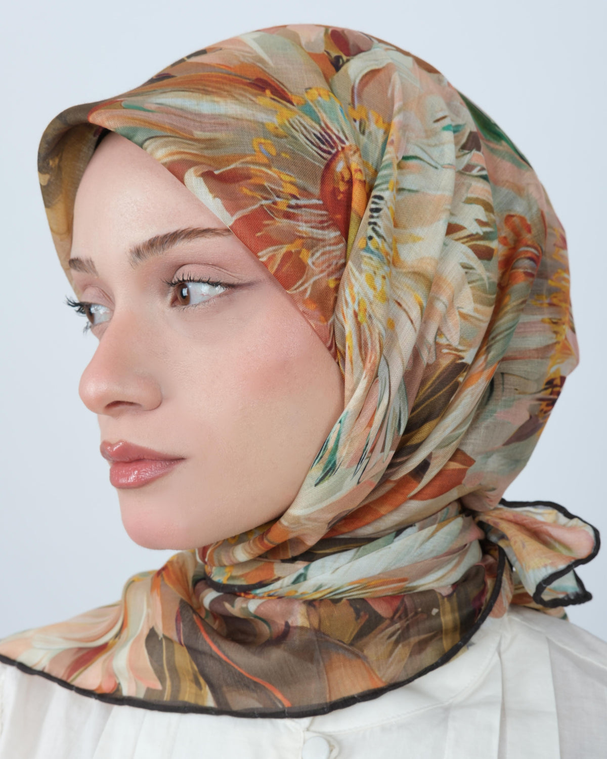 Organik Soft Eşarp D094 Camel-Yeşil