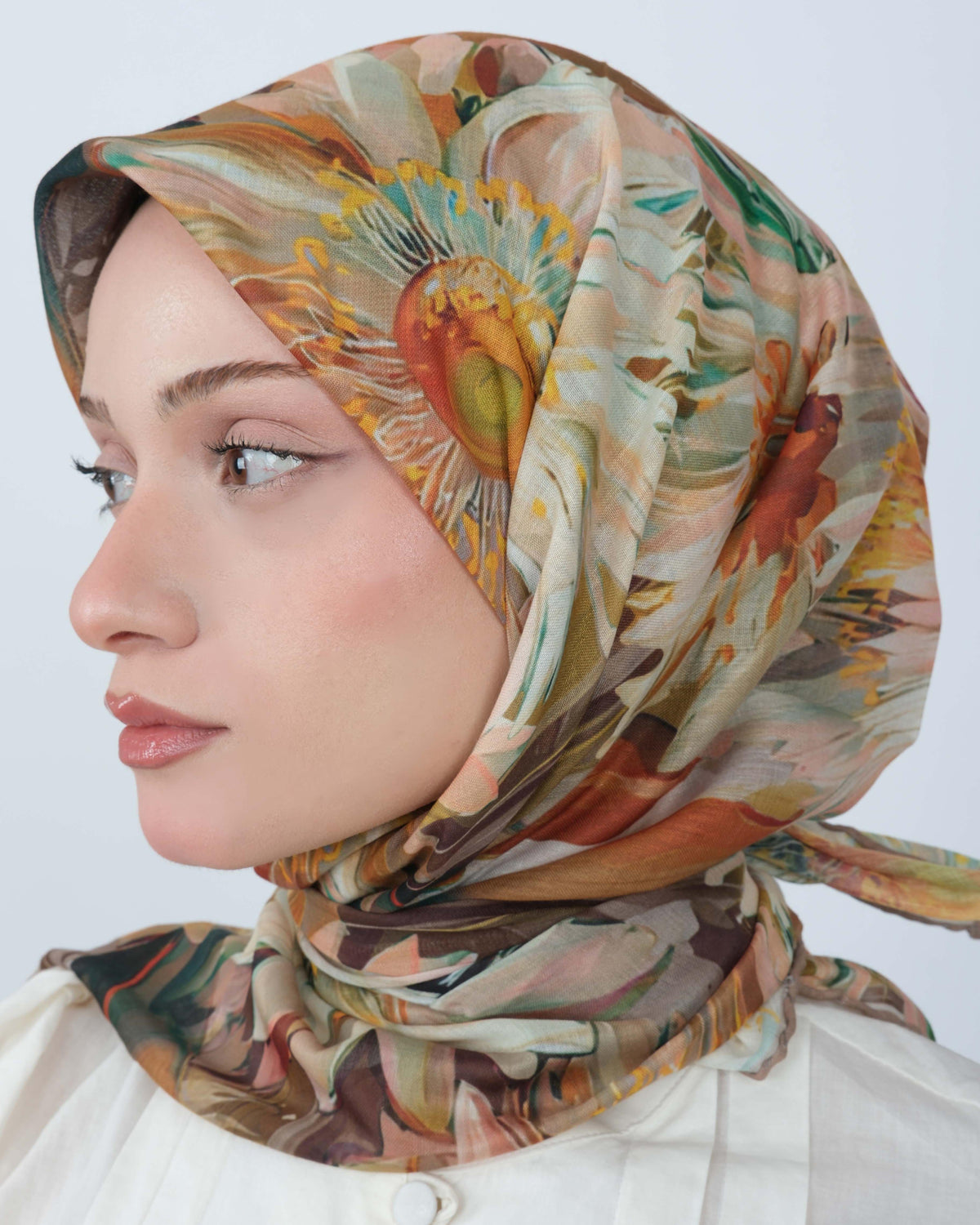 Organik Soft Eşarp D094 Vizon-Krem