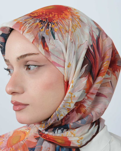 Organik Soft Eşarp D094 Kahve-Kiremit