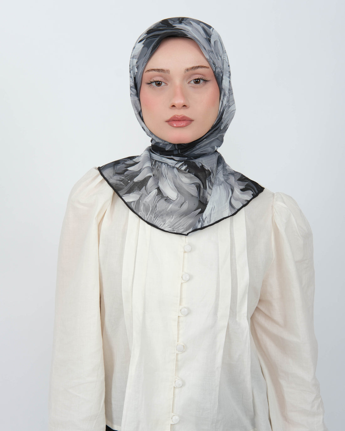 Organik Soft Eşarp D094 Siyah-Gri