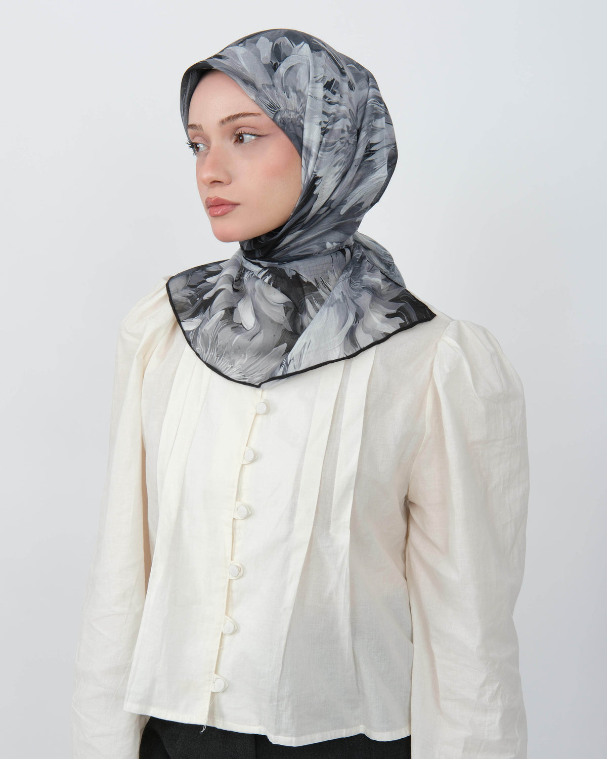 Organik Soft Eşarp D094 Siyah-Gri