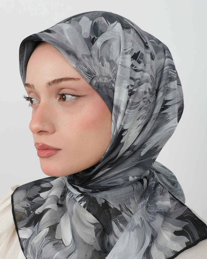 Organik Soft Eşarp D094 Siyah-Gri