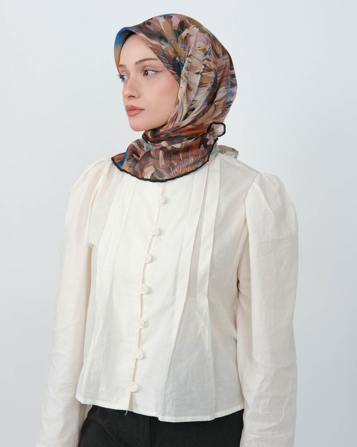 Organik Soft Eşarp D094 Siyah-Kahve