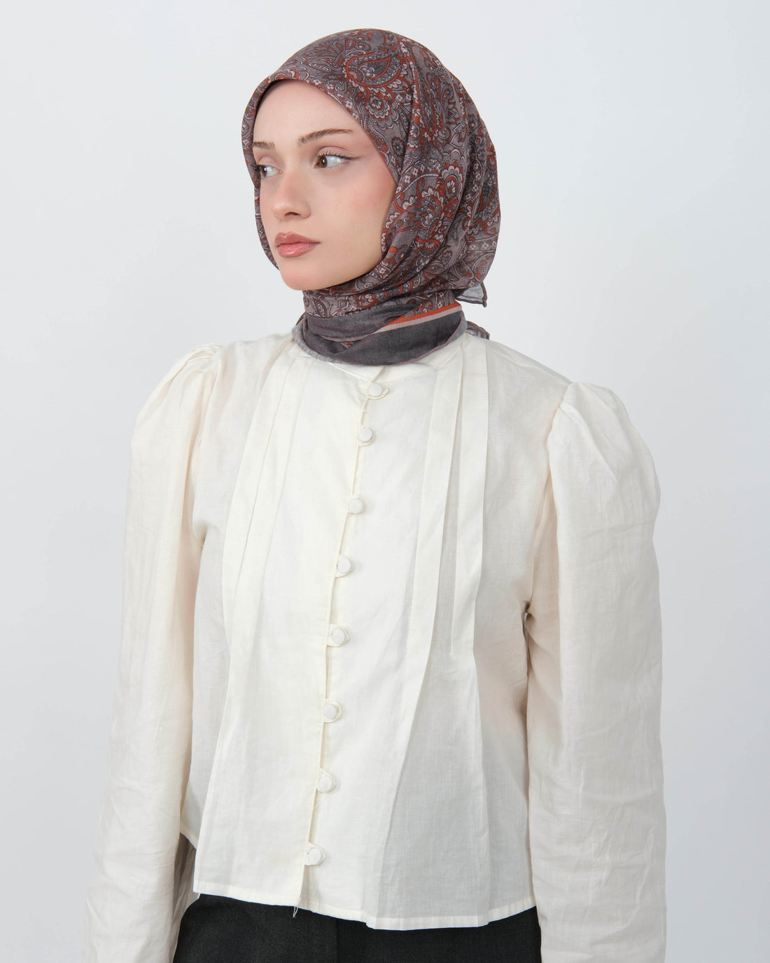 Organik Soft Eşarp D095 Gri-Vizon