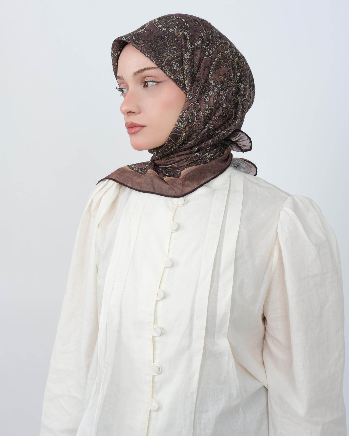 Organik Soft Eşarp D095 Kahve-Vizon
