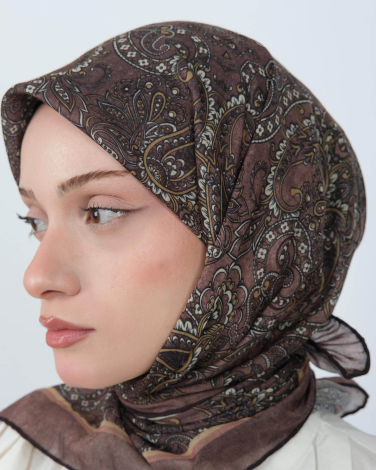 Organik Soft Eşarp D095 Kahve-Vizon