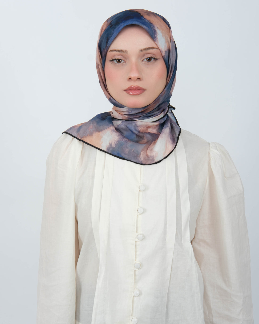 Organik Soft Eşarp D090 Vizon-Lacivert