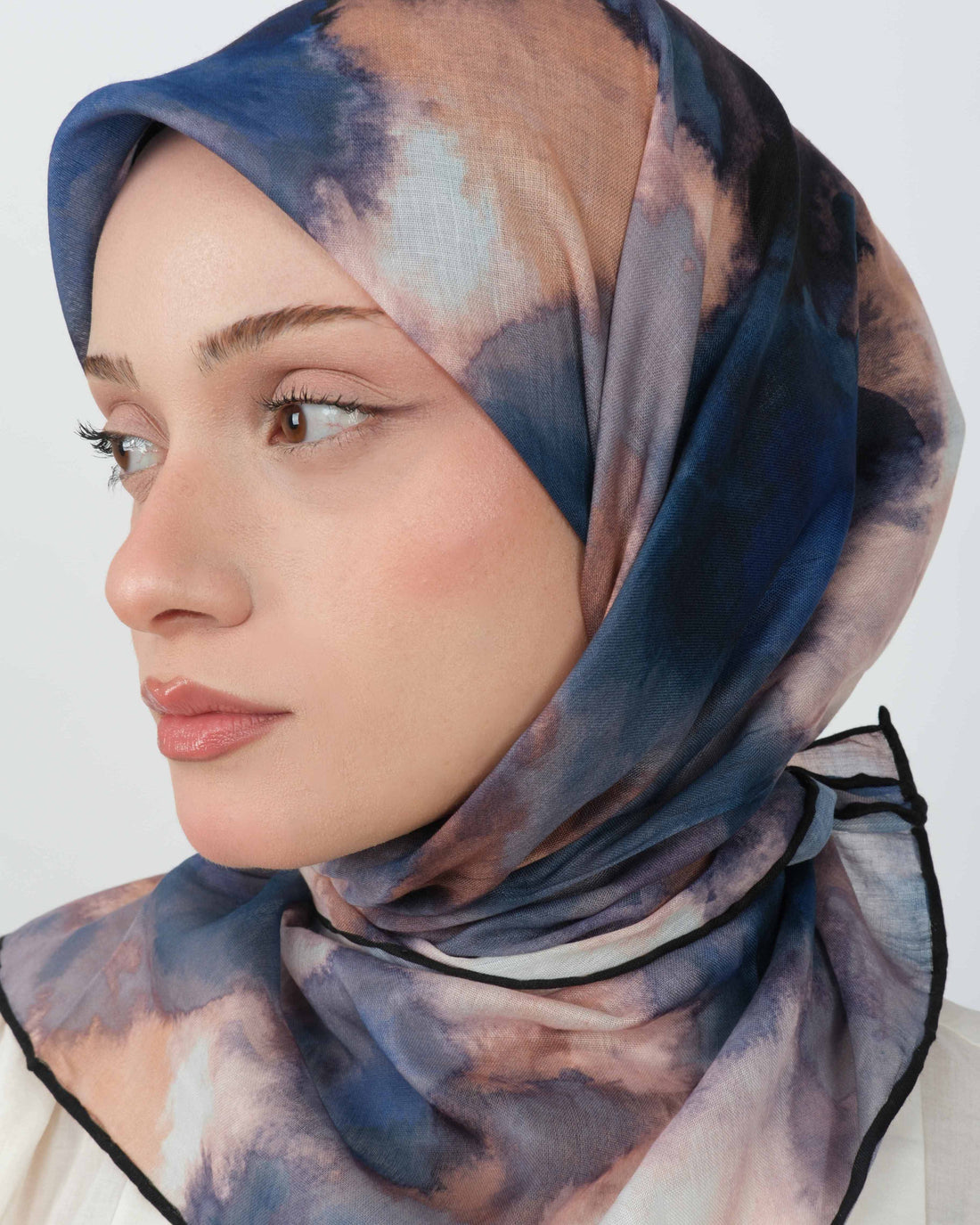 Organik Soft Eşarp D090 Vizon-Lacivert