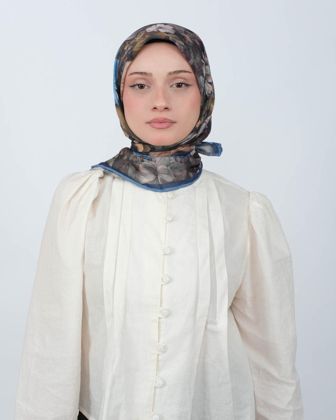 Organik Soft Eşarp D099 Mavi-Füme