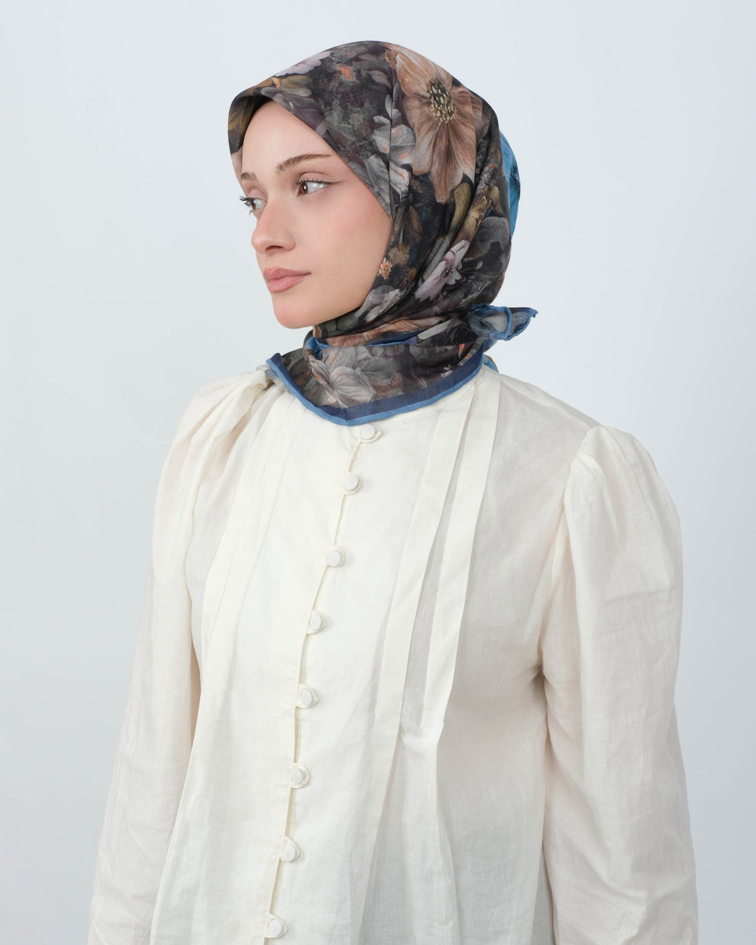 Organik Soft Eşarp D099 Mavi-Füme