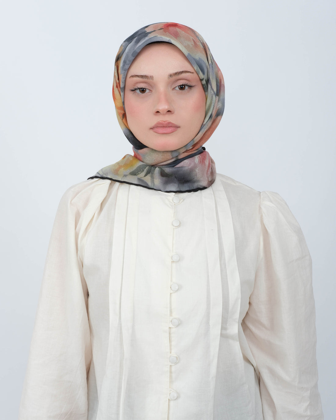 Organik Soft Eşarp D100 Gri-Mavi