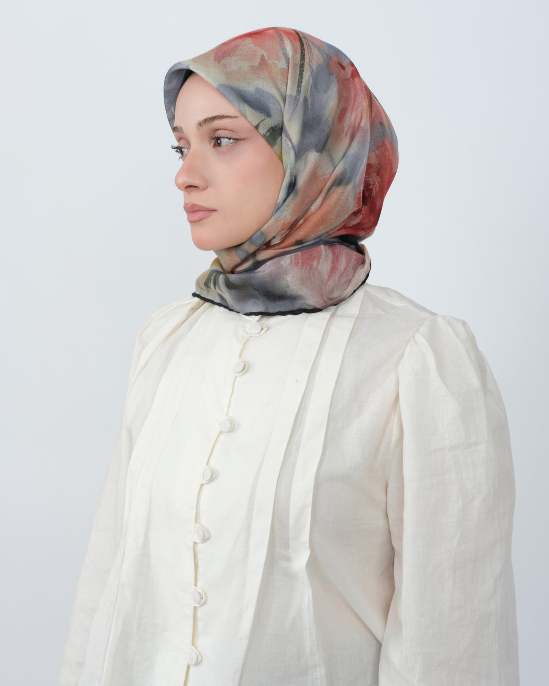 Organik Soft Eşarp D100 Gri-Mavi