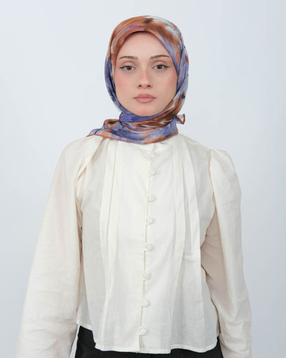 Organik Soft Eşarp D100 Mavi-Kahve