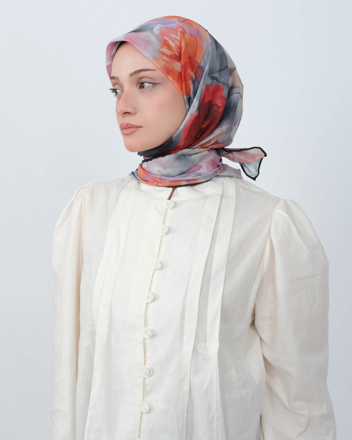 Organik Soft Eşarp D100 Mercan-Lila