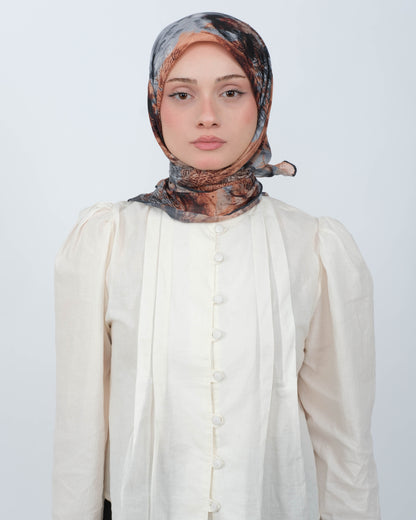 Organik Soft Eşarp D101 Kahve-Gri