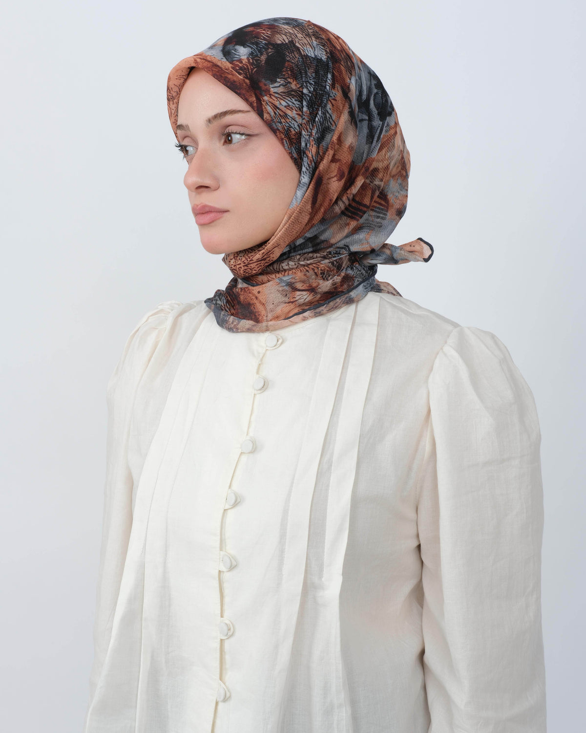 Organik Soft Eşarp D101 Kahve-Gri
