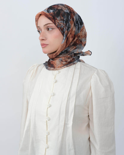 Organik Soft Eşarp D101 Kahve-Gri